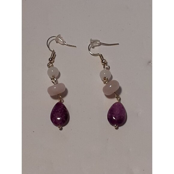 5 handmade layered necklaces with earrings amethyst, moonstone, and rose quartz. - Picture 3 of 5